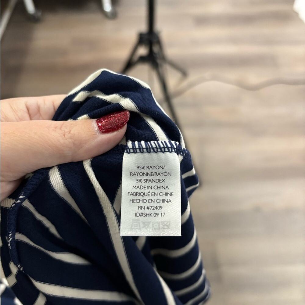 Pip & Vine Navy Blue Striped Long Sleeve Midi Dress Plus 3X - Picture 7 of 7